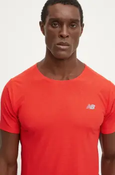 New Balance tricou de alergare Athletics Jacquard culoarea rosu, neted, MT41281NEF imagine