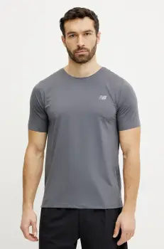 New Balance tricou de alergare Race Day culoarea gri, cu imprimeu, MT43213GT imagine