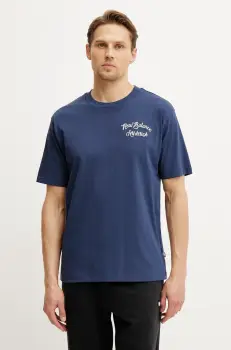 New Balance tricou din bumbac barbati, culoarea albastru marin, cu imprimeu, MT43556NNY imagine
