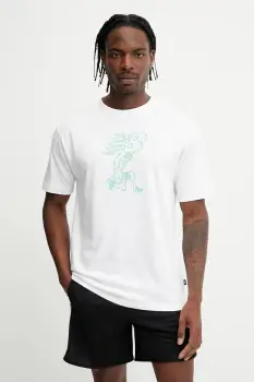 New Balance tricou din bumbac culoarea alb, cu imprimeu, MT51978WT imagine