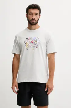 New Balance tricou din bumbac culoarea gri, cu imprimeu, MT53905AHH imagine