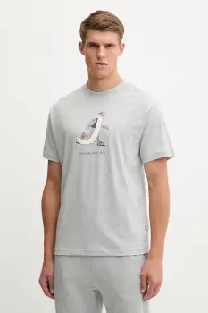 New Balance tricou din bumbac culoarea gri, cu imprimeu, MT53941AG imagine