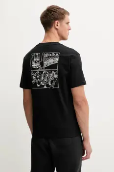 New Balance tricou din bumbac culoarea negru, cu imprimeu, MT53921BK imagine