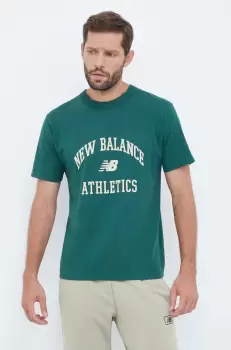 New Balance tricou din bumbac culoarea verde, cu imprimeu imagine