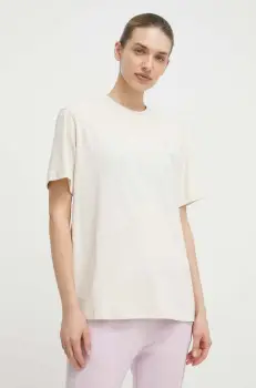 New Balance tricou din bumbac femei, culoarea bej imagine