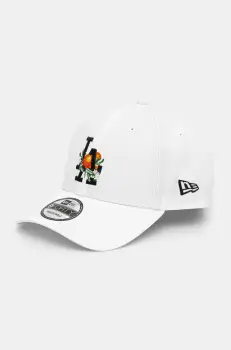 New Era sapca de baseball din bumbac culoarea alb, neted, 60595429 imagine