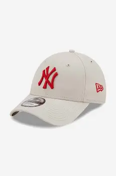 New Era sapca de baseball din bumbac culoarea bej, cu imprimeu, 60240312 imagine