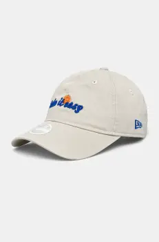 New Era sapca de baseball din bumbac culoarea bej, cu imprimeu, 60595355 imagine