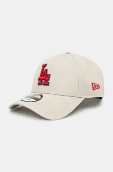 New Era sapca de baseball din bumbac culoarea bej, neted, 60595218 imagine