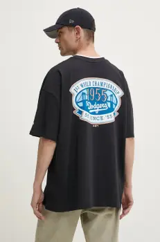 New Era tricou din bumbac LOS ANGELES DODGERS barbati, culoarea albastru marin, cu imprimeu, 60564869 imagine