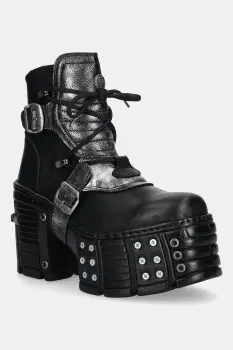 New Rock botine de piele ITALI NEGRO BOX PLANE imagine