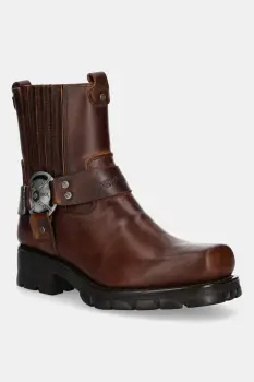 New Rock ghete chelsea de piele Alaska Cuero, Motorcycle Marron culoarea maro, cu platforma, M-7605-S20 imagine