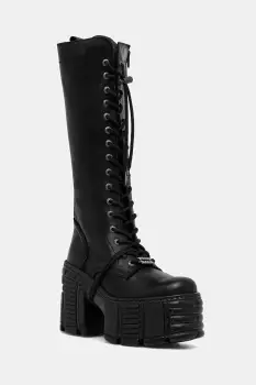 New Rock ghete de piele CRUST NEGRO, TOWER MAX culoarea negru, cu toc drept, M-TM002-C2 imagine