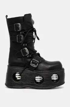 New Rock ghete de piele ITALI Y NOMADA NEGRO + SPACE MUELLES femei, culoarea negru, cu platforma, M-373-S2 imagine