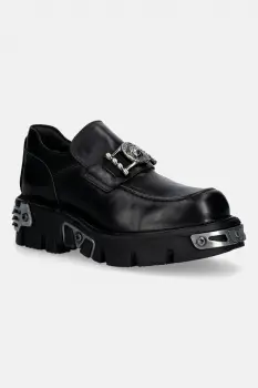 New Rock mocasini de piele CRUST NEGRO, REACTOR NEGRO TOBERAS imagine
