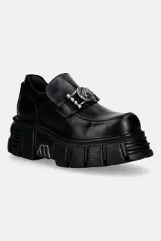 New Rock mocasini de piele CRUST NEGRO, TOWER NEGRO LATERAL imagine