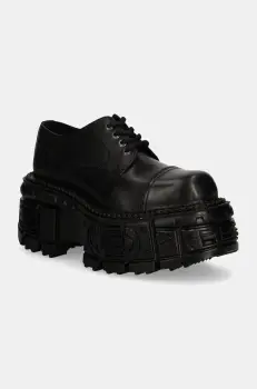 New Rock pantofi de piele CRUST NEGRO + TANK NEGRO femei, culoarea negru, cu platforma, M-TANKMILI003-S1 imagine