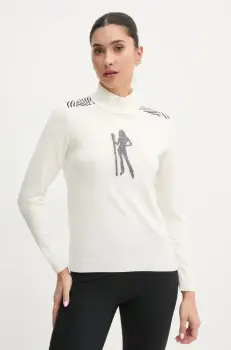 Newland pulover Fleur femei, culoarea bej, calduros, cu guler, N46548.91 imagine