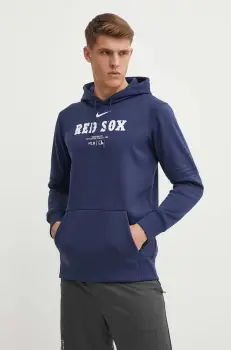 Nike bluza Boston Red Sox barbati, culoarea albastru marin, cu gluga, cu imprimeu imagine