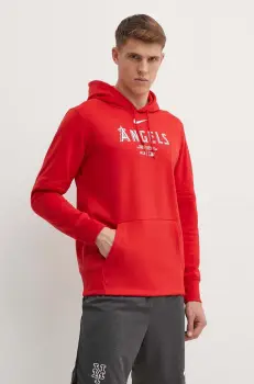 Nike bluza Los Angeles Angels barbati, culoarea rosu, cu gluga, cu imprimeu imagine