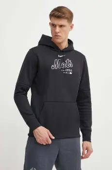 Nike bluza New York Mets barbati, culoarea negru, cu gluga, cu imprimeu imagine