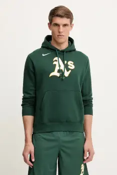 Nike bluza Oakland Athletics culoarea verde, cu gluga, cu imprimeu, NKDK-3EY-FZ-CKX imagine