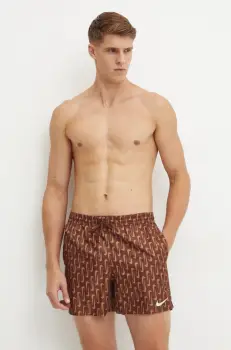 Nike pantaloni scurti de baie Swoosh Link culoarea maro imagine