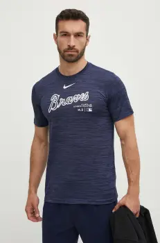 Nike tricou Atlanta Braves barbati, culoarea albastru marin, cu imprimeu imagine