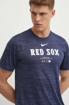 Nike tricou Boston Red Sox barbati, culoarea albastru marin, cu imprimeu imagine