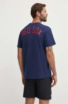 Nike tricou din bumbac Boston Red Sox barbati, culoarea albastru marin, cu imprimeu imagine