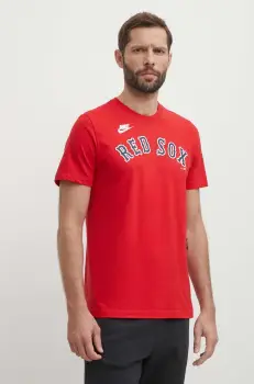 Nike tricou din bumbac Boston Red Sox barbati, culoarea rosu, cu imprimeu imagine