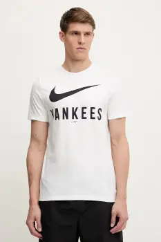 Nike tricou din bumbac New York Yankees culoarea alb, cu imprimeu, N199-10A-NK-PA7 imagine