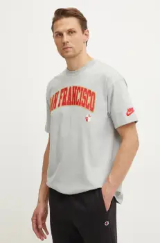 Nike tricou din bumbac San Francisco 49ers barbati, culoarea gri, cu imprimeu, 01AY-09D-73V-NP1 imagine