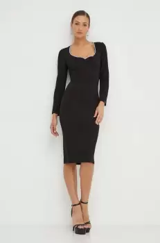 Nissa rochie culoarea negru, midi, mulata imagine