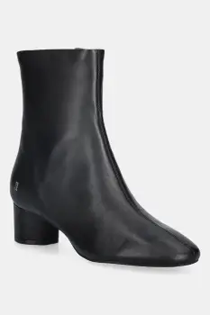 Nokwol cizme de piele Alyssa Black Leather culoarea negru, cu toc drept, Alyssa Black Leather imagine