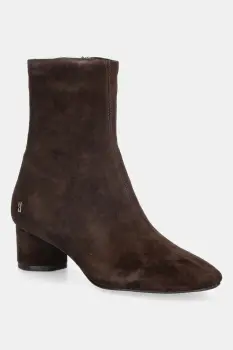 Nokwol cizme din piele intoarsa Alyssa Brown Suede culoarea maro, cu toc drept, Alyssa Brown Suede imagine