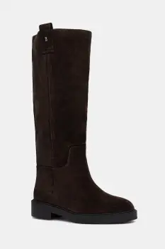 Nokwol cizme din piele intoarsa Jose Brown Leather culoarea maro, cu toc plat, Jose Brown Leather imagine