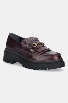 Nokwol mocasini de piele Perry Burgundy Leather culoarea bordo, cu platforma, Perry Burgundy Leather imagine