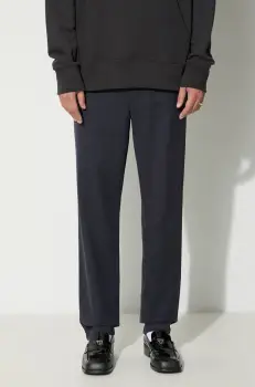 Norse Projects pantaloni din lana Ezra Relaxed Cotton Wool Twill Trouser culoarea bleumarin, cu fit chinos, N25-0391-7004 imagine