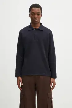 Norse Projects pulover Ruben Double Face LS Polo barbati, culoarea bleumarin, N10.0214.7004 imagine