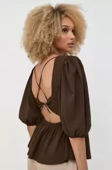 Notes du Nord bluza Carrie femei, culoarea maro, neted imagine