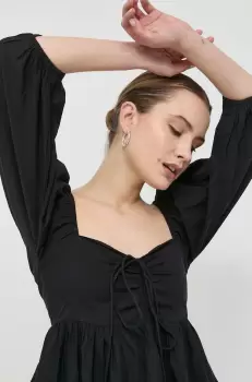 Notes du Nord bluza din bumbac Filippa femei, culoarea negru, neted imagine