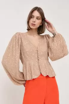 Notes du Nord bluza femei, culoarea bej, cu imprimeu imagine