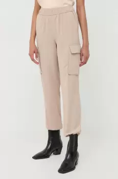 Notes du Nord pantaloni Gilli femei, culoarea bej, high waist imagine