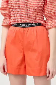 Notes du Nord pantaloni scurti femei, culoarea portocaliu, neted, high waist imagine