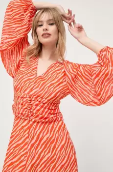 Notes du Nord rochie culoarea portocaliu, mini, evazati imagine