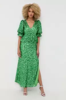 Notes du Nord rochie culoarea verde, maxi, drept imagine