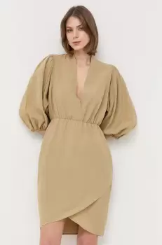 Notes du Nord rochie din amestec de in culoarea verde, mini, drept imagine