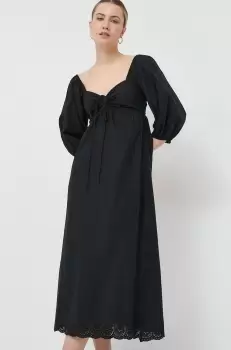 Notes du Nord rochie din bumbac Filippa culoarea negru, maxi, evazati imagine