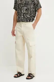 OAS pantaloni de bumbac culoarea bej, drept, 5025 imagine